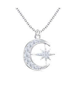 Lovely Moon Star Silver Necklaces SPE-4238